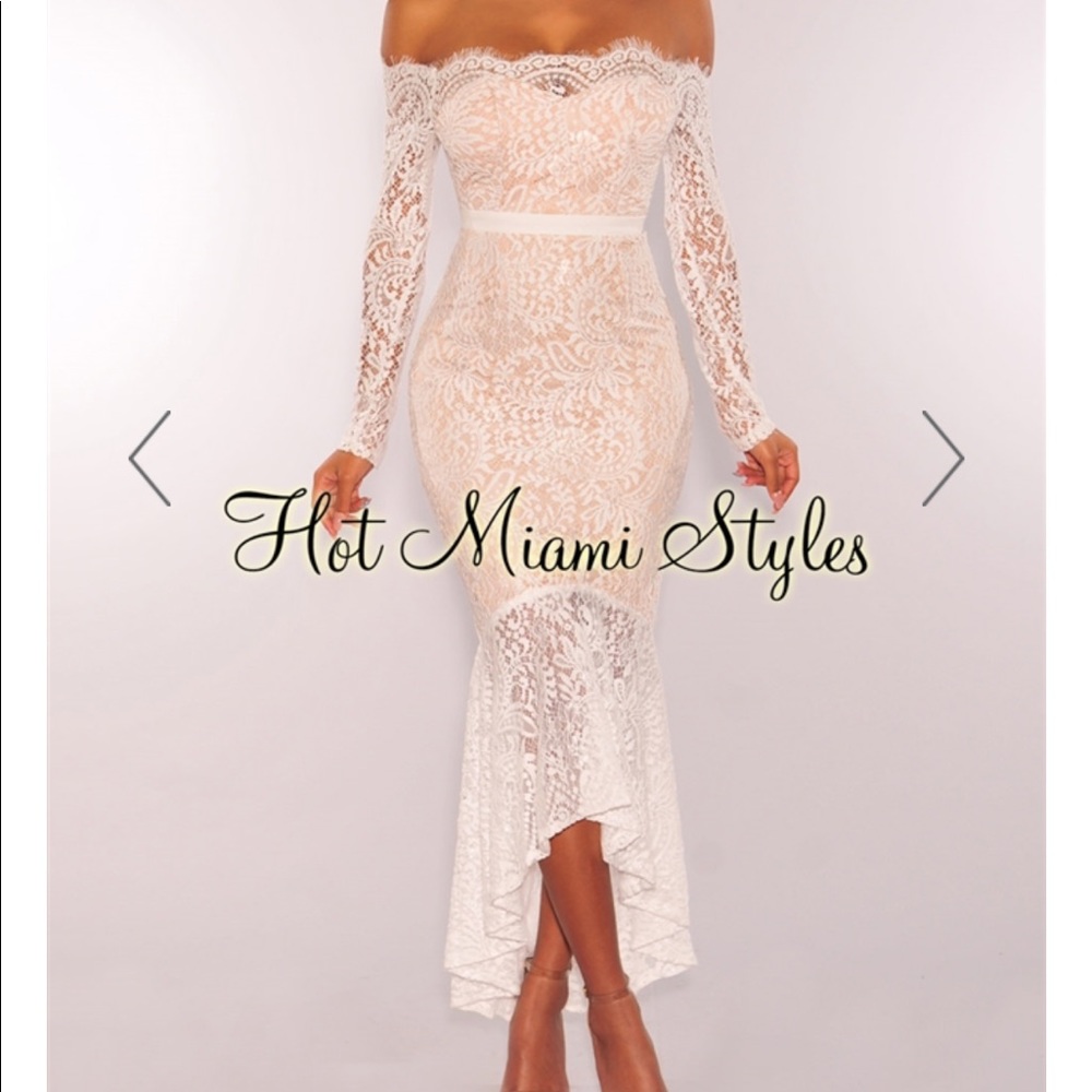 Hot Miami styles white lace dress